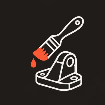 Pictogramme d'un pinceau et d'une pièce en cours de peinture